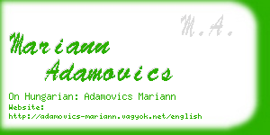 mariann adamovics business card